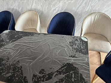 Masalar və oturacaqlar: Qonaq otağı üçün, İşlənmiş, Açılmayan, Dördbucaq masa, 6 stul — 5