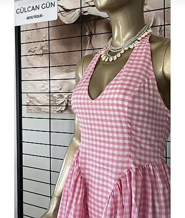 qadin yay etirleri: Məhsul: Qadın yay donu - Rəng və naxış: Açıq çəhrayı-ağ dama — 3