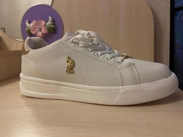 rezin botlar: USPA ağ rəngli sniker - Rəng: tam ağ, qızılı detallarla - Brend — 7