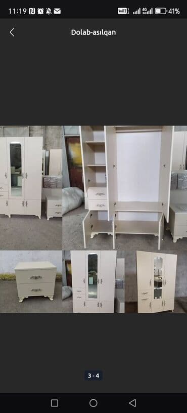 asilqan dolab: Açılan, 3 qapılı Düz dolab, Qarderob, paltar dolabı — 5