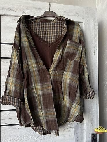 koynekler: Oversize qəfəsli köynək - Model: oversize/relaks kəsim, uzunluq bud — 2