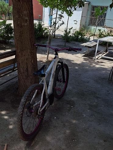 volta: Dirt/Street tipli velosiped - Rəng: ağ gövdə, bənövşəyi detallarla — 6