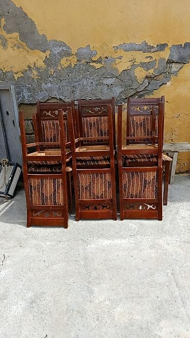 merbex masa: Mətbəx üçün, İşlənmiş, Açılmayan, Dördbucaq masa, 6 stul — 2