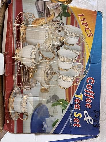 Çay dəsti, rəng - Ağ, Farfor, 6 nəfərlik — 6