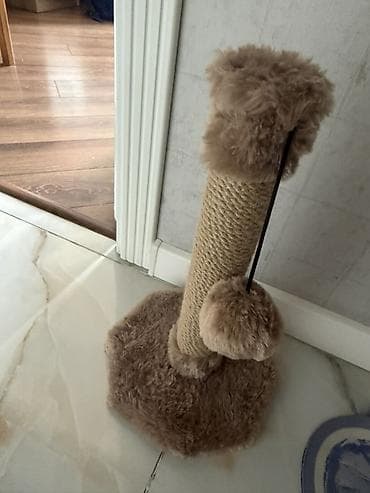 Pişik üçün qaşıma dirəyi və oyun stendi - Material: təbii sisal iplə