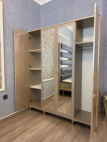 zerif cayi: Yeni, 4 qapılı, Güzgülü, Ağ, Digər material, Açılan, Düz dolab — 3