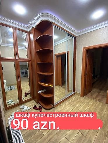 İşlənmiş, 2 qapılı, Güzgülü, Qəhvəyi, Digər material, Kupe, Düz dolab