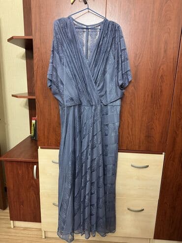 boyuk beden kilolu xanimlar böyük bədən ziyafət geyimləri: Zərif ziyafət geyimləri dəsti - Model 1: Uzun, bənövşəyi-mavi — 10