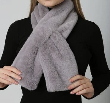 домашние женские тапочки из овчины: Qadın üçün boz rəngdə isti yumşak tüklü şərf. Türkiyədən alınıb — 2