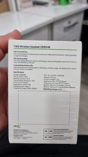 qulaqcıq bluetooth: Yeni Simsiz (Bluetooth) Qulaqcıqlar, Acer, rəng - Göy — 3