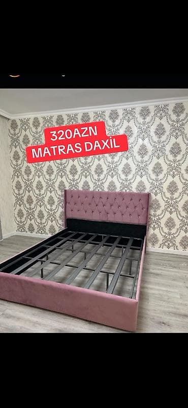 Çarpayılar: Yataq çərçivəsi + matras daxil – 320 AZN - Rəng: pudra/çəhrayı - — 1