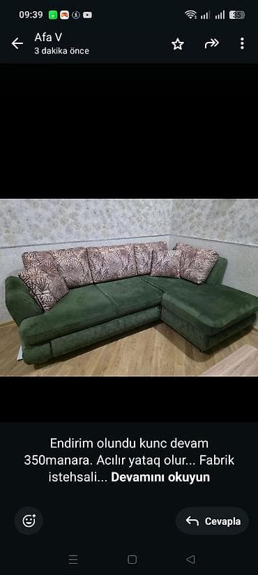 Endirim olundu kunc devam 350manara. Acılır yataq olur. Fabrik