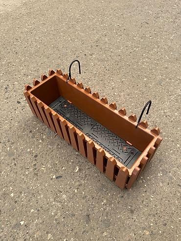 gul pastafka: Balkon üçün asma dibçək - Material: möhkəm plastik - Rəng: tünd — 2