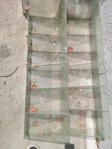 Şüşə vitrin/raf modulu - Material: tam şüşə konstruksiya (yan — 1