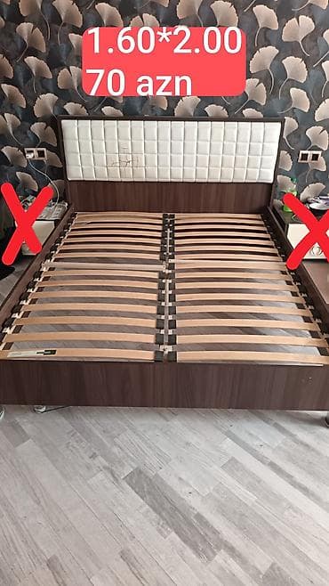 Кровати: Б/у, Двуспальная кровать, Без подьемного механизма, Без матраса, Без выдвижных ящиков — 2