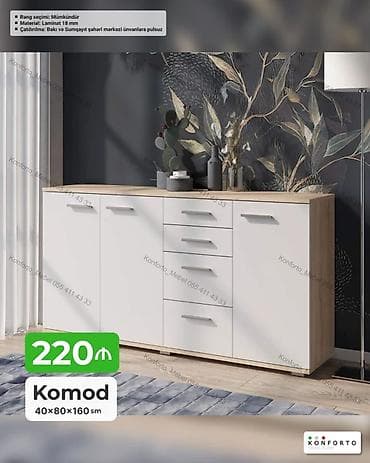 Komodlar: Komod – 40×80×160 sm - Material: 18 mm laminat - Rəng seçimi — 1