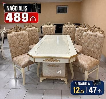 stol destleri: Qonaq otağı üçün, Açılmayan, Dördbucaq masa, 6 stul — 1