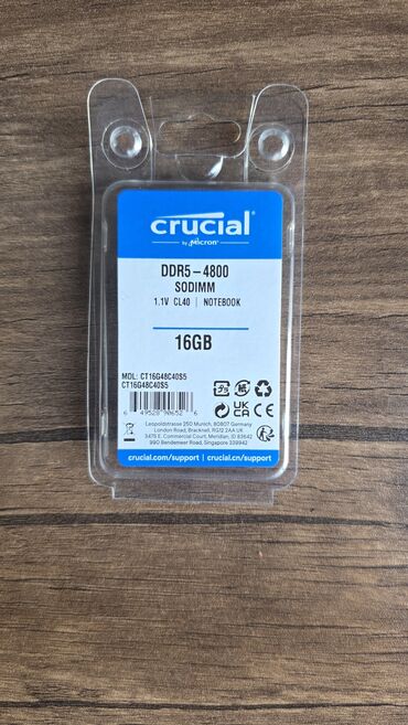 notebook ram: Оперативная память (RAM) Crucial, 16 ГБ, > 4000 МГц, DDR5, Для ноутбука, Новый — 1