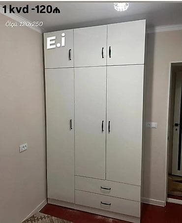 tavalar: Ağ rəngli çoxfunksiyalı qarderob şkafı - Ölçü: 120x250 sm (şəkildə — 1