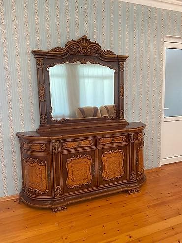 qulp: Klassik üslubda taxta yemək otağı dəsti - Tərkibi: güzgülü — 1