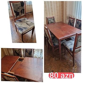 İşlənmiş, Açılan, Dördbucaq masa, 4 stul — 1