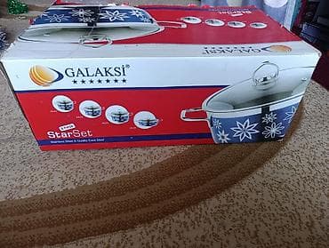 sverlo dəsti: Taxta qablaşdırmada bıçaq‑çəngəl dəsti + “Galaksi StarSet” qazan dəsti — 3