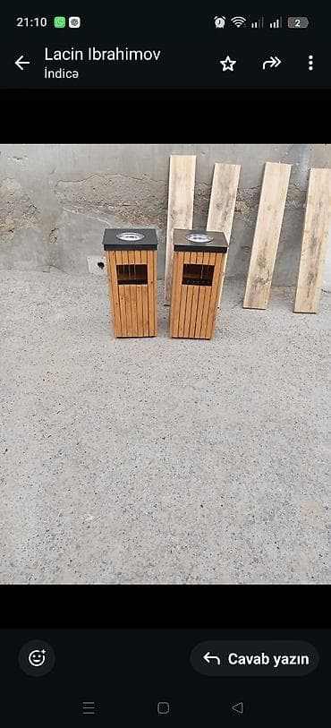 Açıq məkanlar üçün taxta-betikli məhsullar dəsti - Zibil qabları — 7