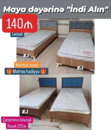 taxt sekilleri: Təknəfərlik çarpayı, Bazalı, Matras ilə — 3