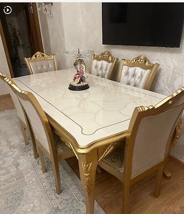 ceyran qaz peci: Qonaq otağı üçün, Açılmayan, Dördbucaq masa, 6 stul — 1