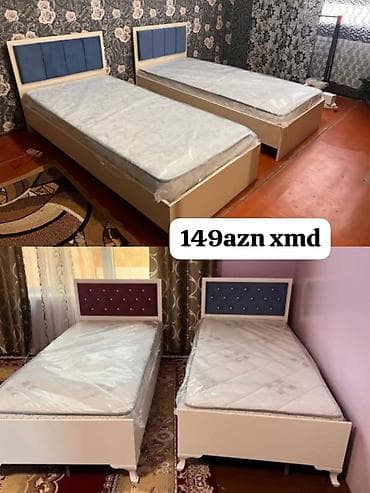 carpayı başlıqları: Tək nəfərlik çarpayı + döşək dəsti - Müxtəlif modellər və rənglər — 1