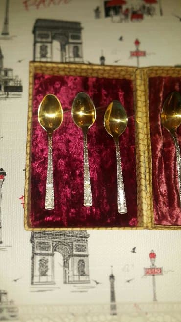 мельхиор: Кофейные Ложки позолоченный мельхиор.Таллин.6 штук.длина 13 см — 3