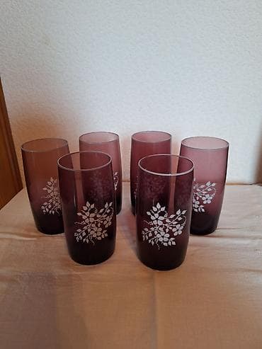 dondurma qablari: Stəkanlar, rəng - Bənövşəyi, Şüşə, 6 ədədli dəst, SSRİ — 4