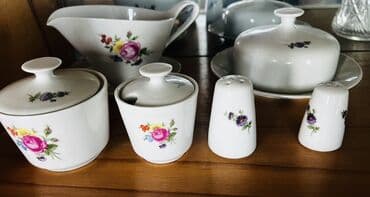 Блюда для тортов и сладостей: Миски, Набор из 6 шт., цвет - Синий, Фарфор, СССР — 7