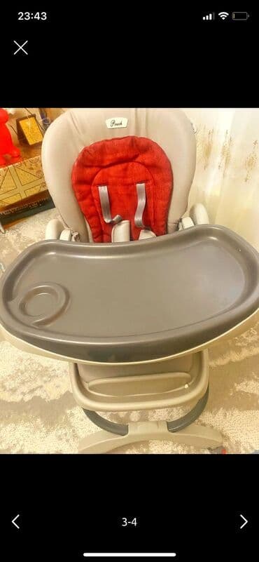 детский стол для кормления: Uşaq yemək stulu – Pouch - Rəng: bej/gri gövdə, qırmızı yumşaq — 4