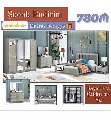 asilqan satilir: İkinəfərlik çarpayı, Dolab, Yeni — 5