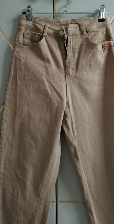 cins şalvar: Qadın üçün klassik mavi cins şalvar - Model: yüksək belli, düz kəsim — 4