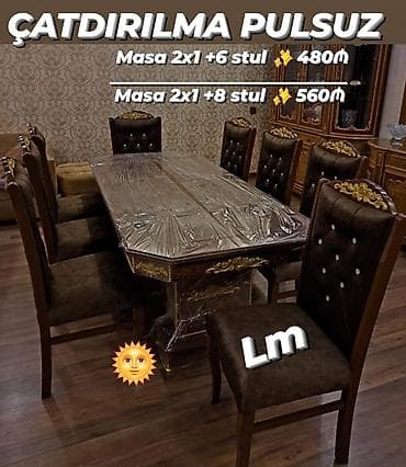 Qonaq otağı üçün, Yeni, Dördbucaq masa, 6 stul lalafo.az -da Qonaq otağı üçün, Yeni, Dördbucaq masa, 6 stul
