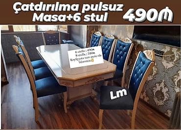 6stulla 490azn catdrilma pulsuz masanin olcusu 1/2 lalafo.az -da 6stulla 490azn catdrilma pulsuz masanin olcusu 1/2