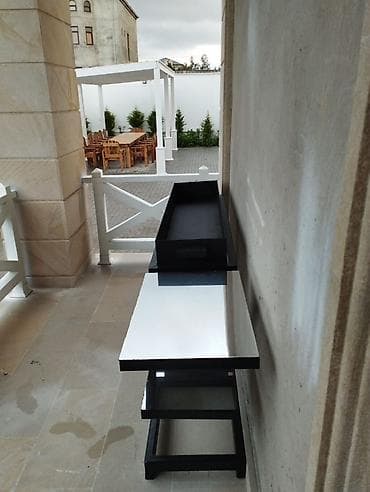 bağ mebelləri: Metall karkaslı barbekü/şamdan üçün servis konsolu - Material: qalın — 4