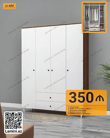 Ev üçün mebel: 4 qapılı dolab - Ölçülər: D 47 × H 200 × U 160 sm - Material: 18 mm — 1