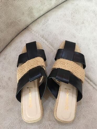 женские босоножки на танкетке: Ölçü: 37, rəng - Qara, Yeni — 1