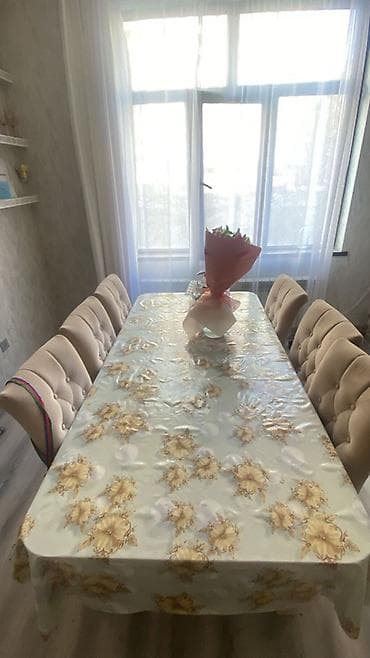 Mətbəx üçün, Açılmayan, Dördbucaq masa, 6 stul