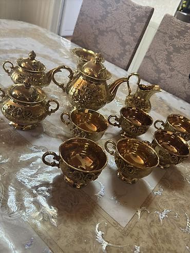 saatlar type 1: Çay dəsti, rəng - Qızılı, Metal, 6 nəfərlik — 1