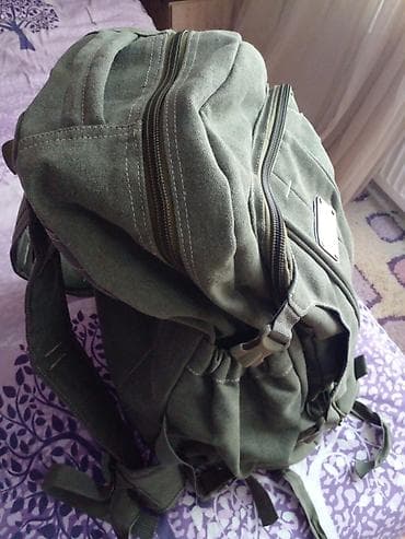 tote canta: Lijiebao brendi yaşıl rəngli kanvas bel çantası - Material: qalın — 3