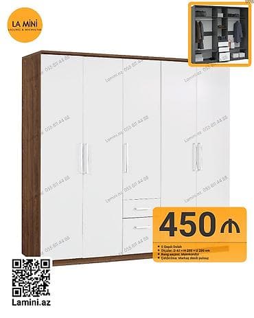 hamam ucun rəf: 5 qapılı paltar dolabı - Ölçülər: dərinlik 47 sm x hündürlük 200 sm x — 1