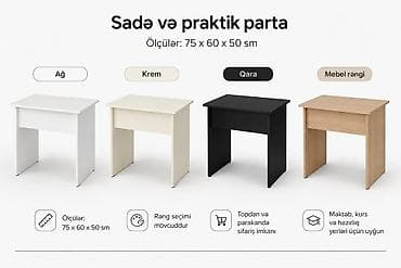 Sadə və praktik parta Məhsul yenidir! Ölçülər: 75 × 60 × 50 sm