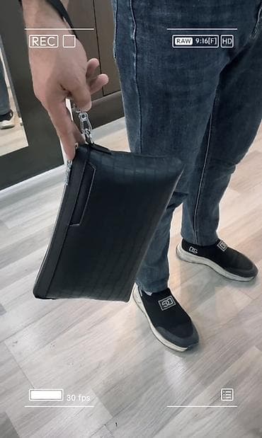 popitli çanta: Məhsul: Kişi əl çantası (clutch) - Rəng: Qara - Material: Timsah — 3