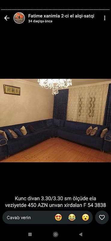 Künc divan, Vеlur parça, Çatdırılma yoxdur — 1