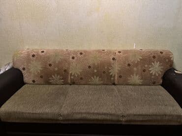 диван и 2 кресла мягкая мебель: Диван, Б/у, Нераскладной, Без подьемного механизма, Кожа — 1