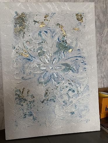 velosiped şəkli: Mavi Harmoniya – Əl işi dekorativ tablo (50×70 sm) 🎨 Tam əl işi, tək — 2